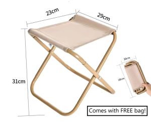[SG SELLER] Portable Outdoor/Indoor Aluminum Ally Oxford Cloth Foldable Stool Picnic Camping Ultra Light Furniture Multifunctional Stool Sturdy Folding Stools For Travel