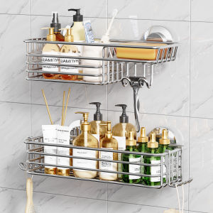TAILI Corner Shower Caddy Suction Cup Shower Shelf NO Drilling Shower Corner Basket Suction Heavy Duty for Bathroom & Kitchen Corner Shower Rack-Black in Metal