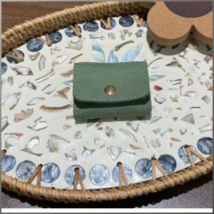 กระเป๋าเก็บเครื่องประดับ วัสดุหนังสีเขียว กล่องเครื่องประดับ ออกไปข้างนอก แบบพกพา การท่องเที่ยว