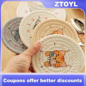 【ZTOYL】 Tấm lót bàn cách nhiệt đế lót cốc bát họa tiết mèo bền đẹp đồ trang trí nhà cửa phụ kiện nhà bếp