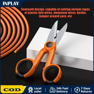 Electrician Scissors New High Steel Non-slip Industrial Strong Wire and Cable Stripping Scissors Suitable for Home Office Fiber Optic Kevlar Cutter Scissors Kevlar Aramid Fiber Sharp Scissors Jumper Wire Pigtail Tools Electrician Tools