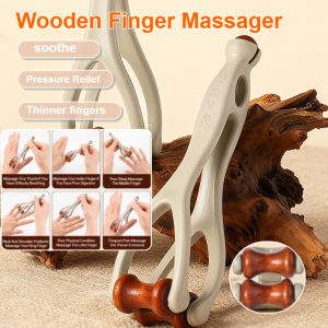 [Finger Massager] Wooden Finger Massager Hand Joint Meridian Massager Portable Kneading Finger Massager Unblocks Meridians And Promotes Blood Circulation Long-handled Finger Massage Roller