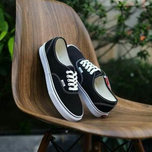 OBRAL SEPATU SNEAKERS VANSSS AT MONO BLACK WHITE 36-43 SEPATU VULCANIZED HITAM KERJA SEKOLAH KANVAS MURAH 100%