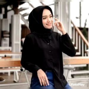 kemeja wanita polos / kemeja kekinian wanita / atasan terbaru polos