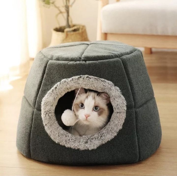 Comfort Cat Bed House Soft Plush Winter Warm Deep Sleeping Bed Mat Cats