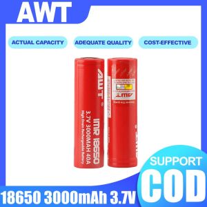 - AWT 3000 mAh 40A 18650 Red Battery 3.7V Original Overcharge Protection Battery High Firing