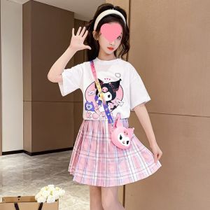 Korean Terno for Kids Jk Uniform Girls 3-12 Years Old Cute Pleated Skirt 2pcs  Top+Skirt New Girl College Style Subskirt Summer Plaid Skirt Clothing  Shirt Short Skirt Set