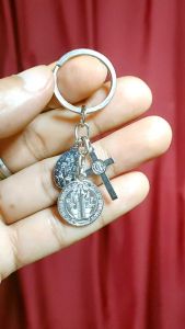 St. Benedict Silver Medal Ten Centavo Size and Miraculous Medal for Key