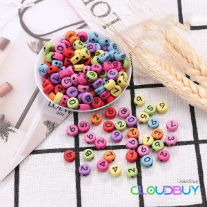 100pcs 4x7mm Acrylic Letter Beads Bead Flat Loose Spacer Alphabet Round Beads for Bracelet