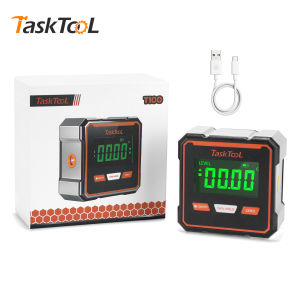 TASKTOOL Digital Display Electronic Inclinometer High Precision Laser Tilt Angle Protractor Level Box Magnetic Base