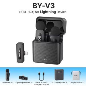 BOYA BY-V3 2.4 GHz Dual-Channel Wireless Microphone ไมโครโฟนไร้สาย ไมค์ไลฟ์สด รับประกันศูนย์ 2 ปี