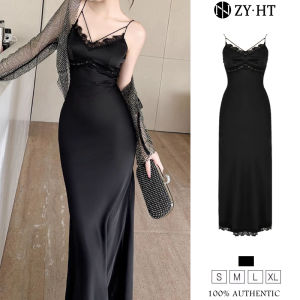 ZYHT EraVogue Đầm Váy nữ váy đen váy đuôi cá váy dây váy satin váy xã hội cao váy cổ điển váy sự kiện váy dự tiệc váy Pháp 9660