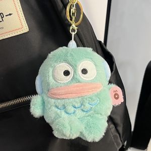 Sanrio Plush Toys Keychian Cute Hangyodon Plushie Pendant Children Keychains Kawaii Girls Keyring Birthday Gifts