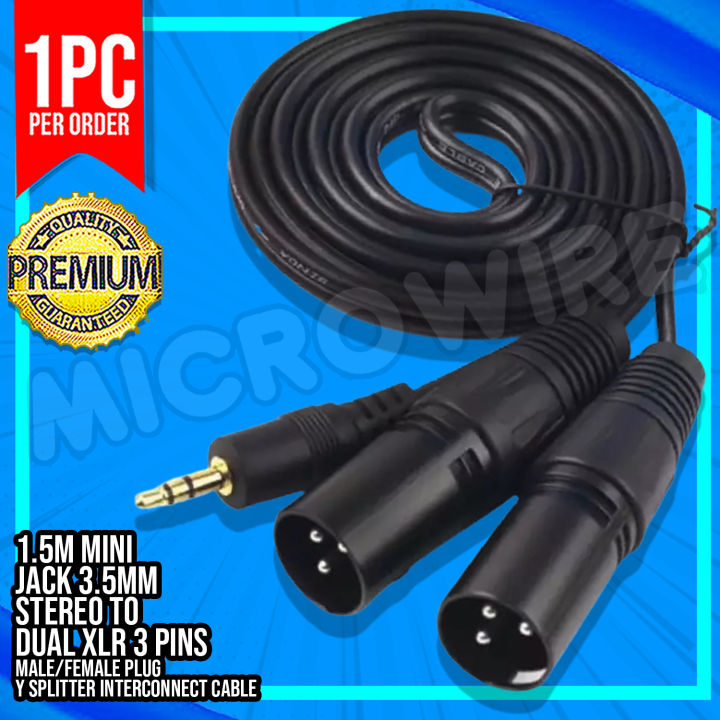 3.5mm Jack Stereo to Dual XLR 3pin Male Y Splitter Interconnect Cable