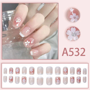 Nail - Bộ móng giả 24 móng họa tiết hoa và ánh kim loại phù hợp cho trang trí móng tay đi chơi dự tiệc sang trọng xinh xắn