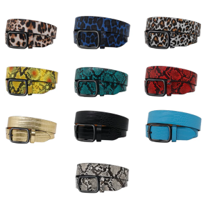 Popular Animal Print PU Leather Belt for Women Girl Adjust Rectangle Pin Buckle Leopard Pattern Belt for Various Outfit