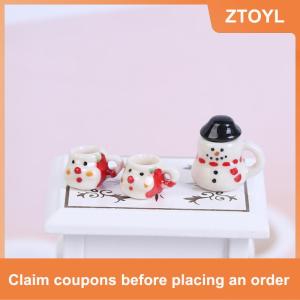 【ZTOYL】 Bộ chén & nồi gốm giáng sinh thu nhỏ Nhà búp bê 1:12 cốc trà cà phê
