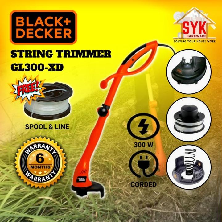 SYK Black Decker Electric Garden Grass Cutter Trimmer GL300 XD Gardening Tools Mesin Rumput Free Gift Lazada