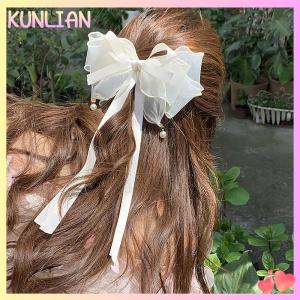 [KUNLIAN] Bow Hair Clip Ribbon Hairpin Korean Style Temperament Ponytail Hair Clip Fashion Barrettes Women Hair Accessories Headwear
