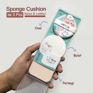 Powder puff isi 3 pcs sponge make up sponge bedak bulat powder puff foundation spons puff mini