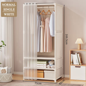 HOMECO Bedroom Organizer Hanger Rack with Curtain Clothes Rack Rak Baju Almari Baju