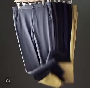 Mens Dress Pants Light Business Formal Pants Summer Thin Straight Casual Pants Loose Elastic Middle-aged Ice Silk Pants for Men