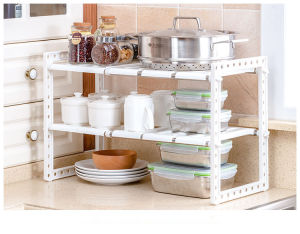 Stainless Steel Storage Shoe Rack Adjustable Extendable Double Layer Dishes Storage Rack Kitchen Under Sink Multifunction Shelf