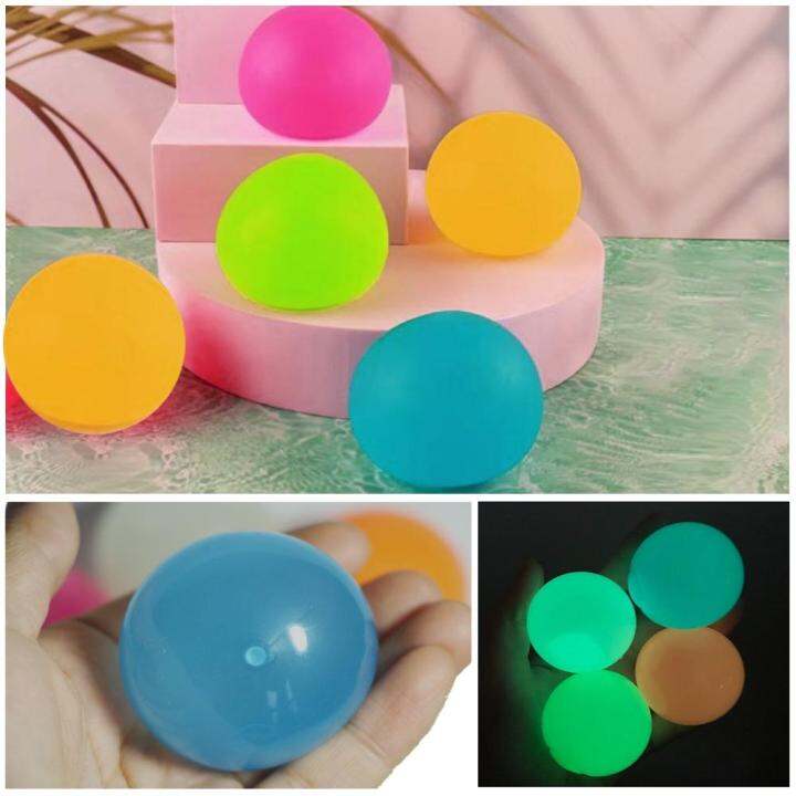 Luminous Sticky Wall Balls Ceiling Stress Relief Squishy Toys Dark The ...