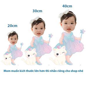 Hình chibi sinh nhật trang trí sinh nhật thôi nôi cho bé trai bé gái thiết kế theo yêu cầu HAPPYKID CHIBISN
