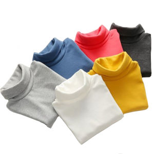 [พร้อมส่ง] เสื้อแขนยาว คอเต่า สีพื้น สําหรับเด็กผู้ชาย