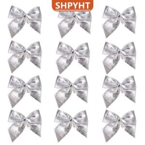 [COD] SHPYHT SPORTS 12PCS Valentines Day Red Bows For Wreath Rustic Bows For Winter Red Bow Christmas Gilt Edged Tree Bows For Wedding Decor