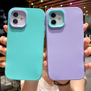 🔥 3 in 1 Candy Color Phone Case For iPhone 13 12 11 Pro Max XR XS Max X 7 8 Plus SE 13Pro Liquid Shockproof Soft Silicone Back Cover