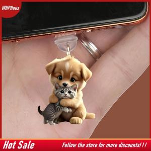 【COD】🔥🔥🔥 Cute Animal Phone Dust Plug Acrylic Accessories Decoration Dust Protection Stopper For Iphone Type-C Phone Charge Port