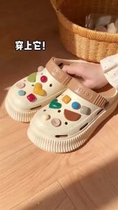 [Free Shipping] Soft-Soled Perforated Shoes For Women With Removable Insoles Suitable For Outdoor Wear Versatile Non-Slip Fashionable Sandals With Internal Height Increase Harajuku Style Beach Shoes