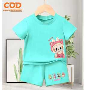 Setelan Kaos atasan anak Cewek dan Cowok usia 1-10 tahun bergambar Labubu Sablon Digital