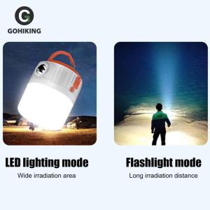 Đèn LED Cắm trại năng lượng khẩn cấp ngân hàng năng lượng mặt trời đêm thị trường đèn với móc 800mAh 300lm sạc USB IP55 cho dã ngoại BBQ câu cá