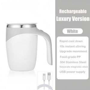 350ml Rechargeable Self Stirring Mug Japanese Coffee Cup Automatic Mixing Cup 304 Stainless Steel Vacuum Insulated Stirring Mug Lazy Magnetic Stirring Coffee Cup