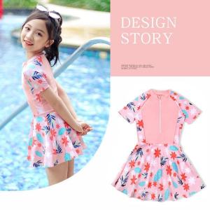 Đồ bơi bé gái dạng váy tay ngắn quần đùi dời thuận tiện váy bơi bé gái liền thân siêu dễ thương