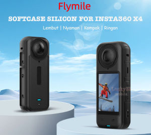 Flymile Softcase Silicon For Camera Action Insta360 X4 Casing Pelindung Body Kamera Aksi Fotograsi Panorama Aksessories Kamera Sport Soft Case Black Case Anti Jatuh Selongsong Cover Tahan Lama Bahan Lentur Halus Tongkat selfie Tongsis