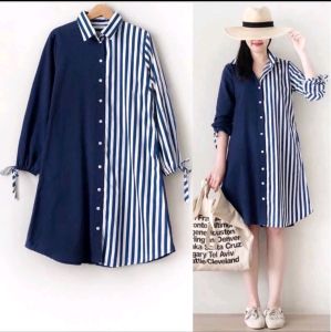 TUNIK TWOTONE/ KEMEJA SALUR TERBARU/ KOREAN STYLE UKURAN L dan XL