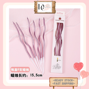 6pcs/Set Long Curved Candle Colorful Candle Birthday Candle Cake Candle 蛋糕蜡烛 曲线蜡烛 生日蛋糕装饰