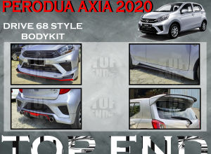 PERODUA AXIA 2019-2020 G SPEC FACELIFT DRIVE 68 STYLE FULLSET BODYKIT (D6868) ABS BUMPER SKIRT LIP CAR BODYKIT