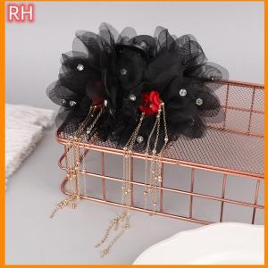 🔥🔥🔥ranghe Trendy Sweet Mesh Flower Tassel Hair Claw Elegant Temperament Large Shark Hair Clip Women Headwear Hair Accessories
