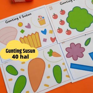 Worksheet Anak Aktivitas Menggunting Menempel 2 3 4 5 Tahun Gunting Dan Tempel Cut and Glue TK PAUD