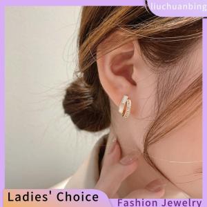 [COD] liuchuanbing Jewellery 1Pair Light Luxury Zircon Earrings Korean Style Fashion Double Layer Earrings For Women Simple Temperament Ear Jewelry