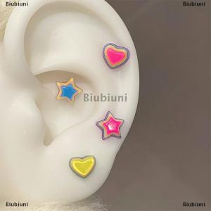 [COD] Biubiuni Đầy Màu sắc sao hình khuyên tai xương móng tay thép không gỉ dễ thương tình yêu trái tim chéo Bông tai cho phụ nữ cơ thể đâm thủng phụ kiện