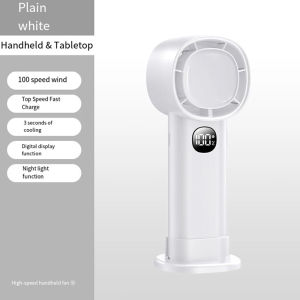 Royqueen Handheld Electric Fan Portable USB Rechargeable 3000mAh Hand 100 Speed Turbo Fans Night Light Fan Travel Camping Office Outdoor Air Cooler