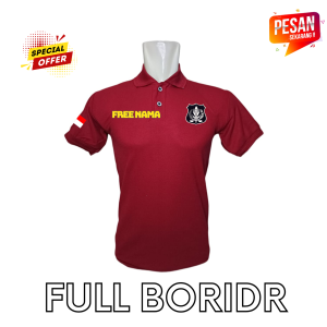 KAOS KERAH FREE NAMA LOGO PUTIH SECURITY FULL BORDIR LENGAN PENDEK BANYAK PILIHAN WARNA BKS