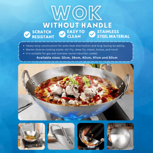 WOK without handle (stir fry wok pans with double handle)