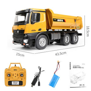 ST【Fast Delivery】【Original Available】HUINA 1582 1:14 Dump Truck 10 CH 2.4G Wireless Alloy Loading Remote Control Transporter Electric Children Model Toys RC Car
